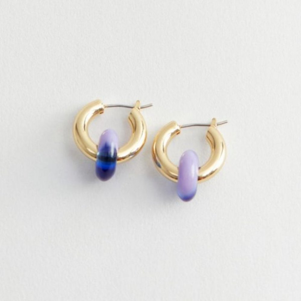 & Other Stories hoop earrings with blue bead
